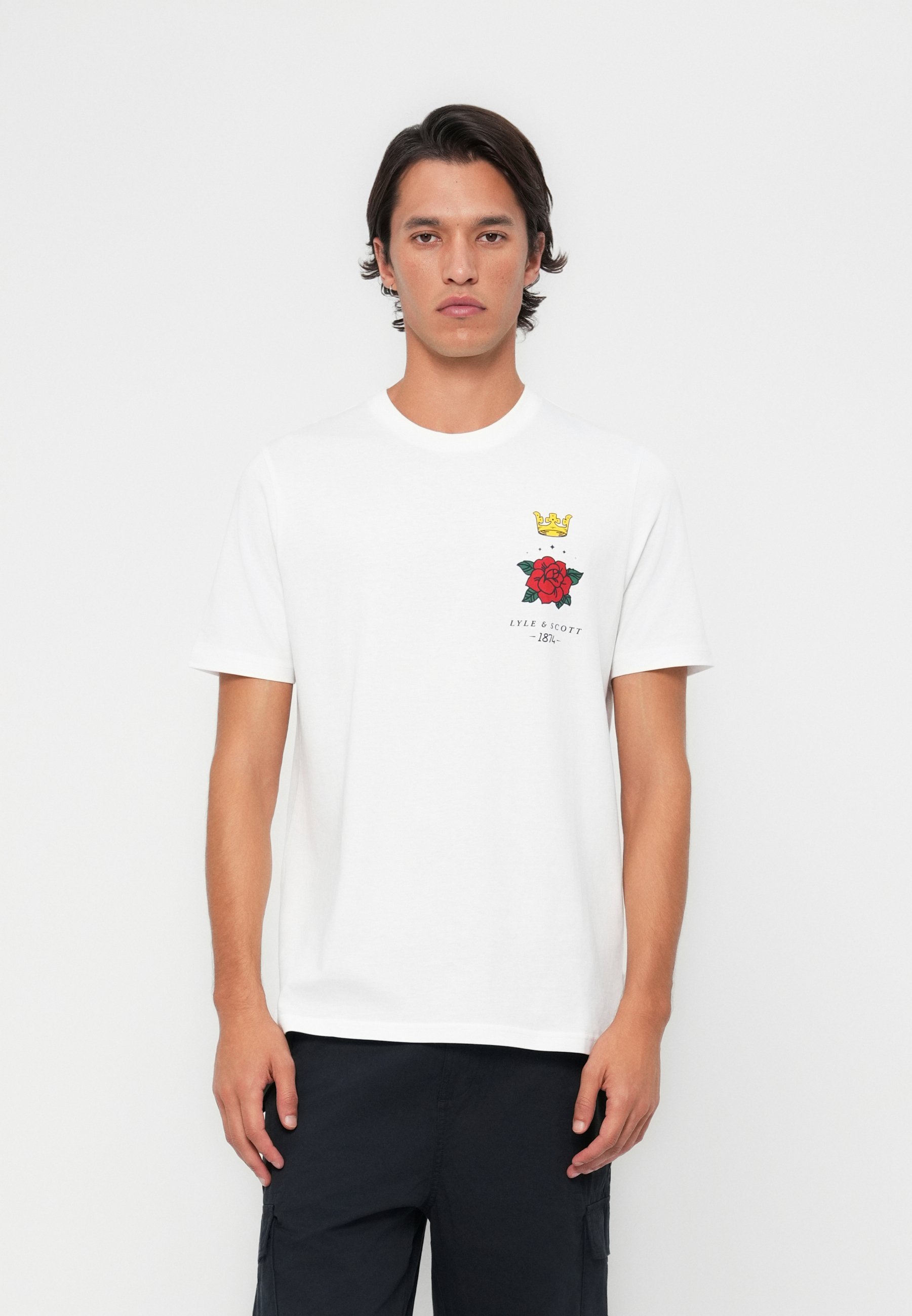 Lyle & Scott ROSE AND CROWN GRAPHIC - T-shirt met print - wit