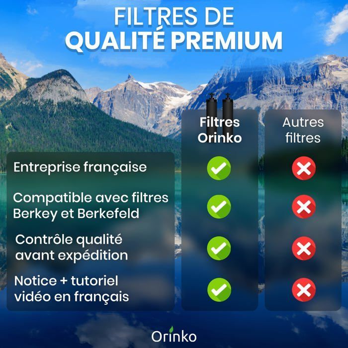 Cartuchos de filtro de agua por gravedad Orinko, con certificación NSF, compatibles con filtros Berkey y Berkefeld, paquete de 4