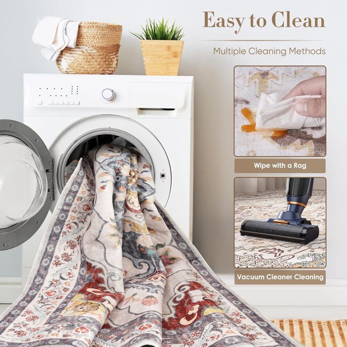 Living Room Rug 140x200cm Machine Washable Non-Slip Living Room Rug Boho Chic Bedroom Rug for Living Room, Bedroom, Office