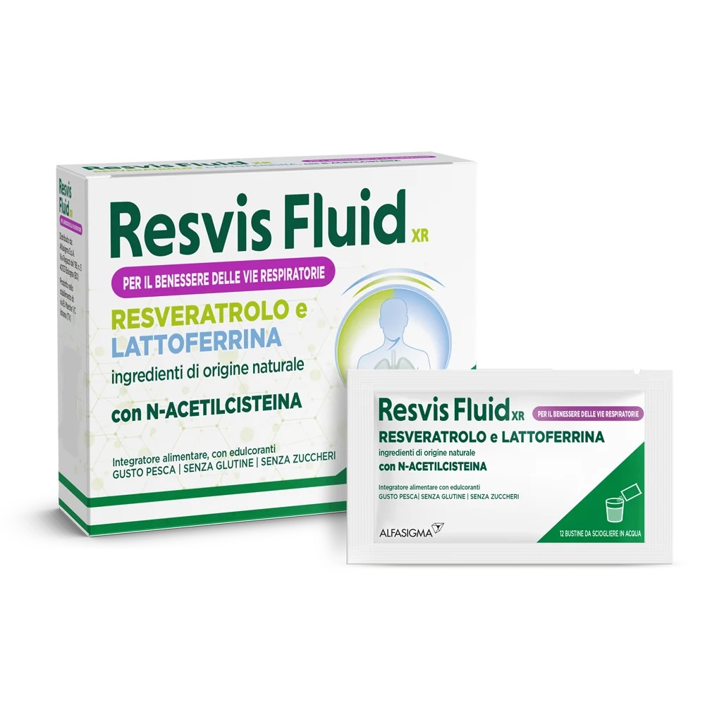 RESVIS Resvis Fluid XR 12 sachets Hydraterend voedingssupplement voor slijmerige hoest