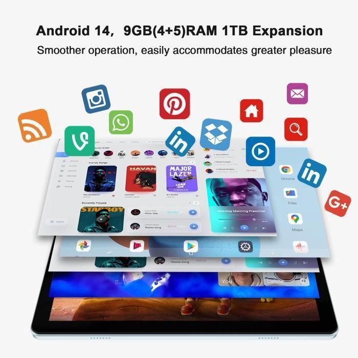 Tablette Tactile DOOGEE T10W 10.1 pouces Android 14 Dual SIM LTE 9 Go RAM + 128 Go ROM 8000mAh - WiFi 4G Tablette PC TÜV - Noir