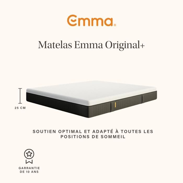 EMMA | Original+ Mattress 200x200 | Memory Foam + Springs | More Breathable Cover | Emma's BEST CHOICE