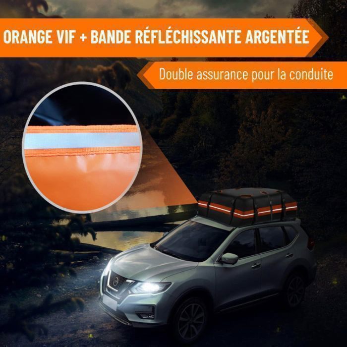 Coffre de Toit - 640L - Sac de Toit Voiture Étanche PVC 130*104*45 cm,10 Sangles 6 Crochets de Porte,Tapis,Serrure