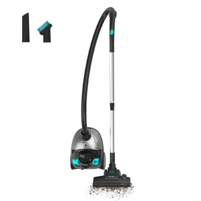 Aspiradora compacta Cecotec Conga Powerbag 2000 con bolsa de 2 litros. 800 W, filtración de alta eficiencia.