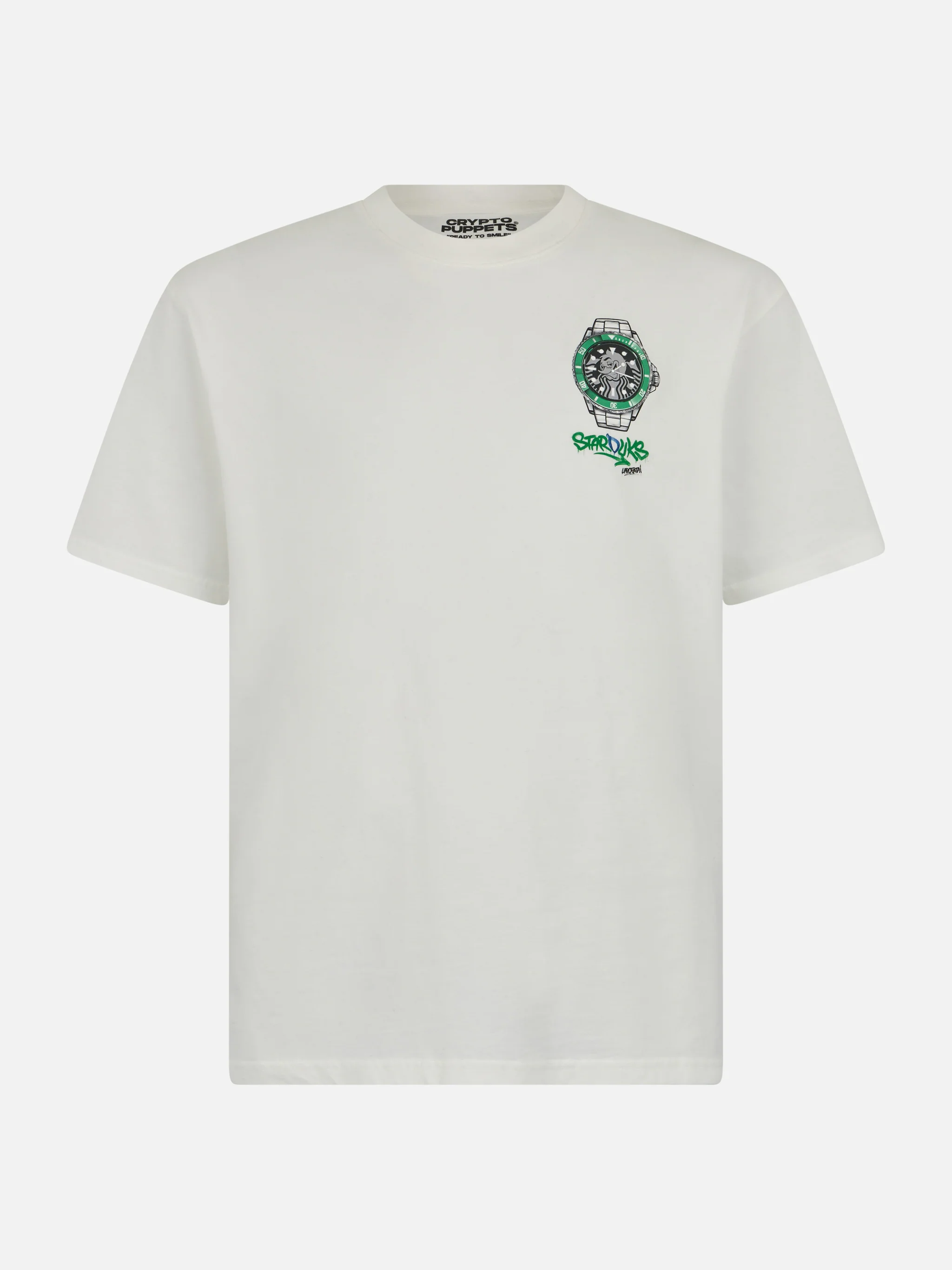 Arnott's T-shirt van zwaar katoen voor heren met Crypto St Watch-print