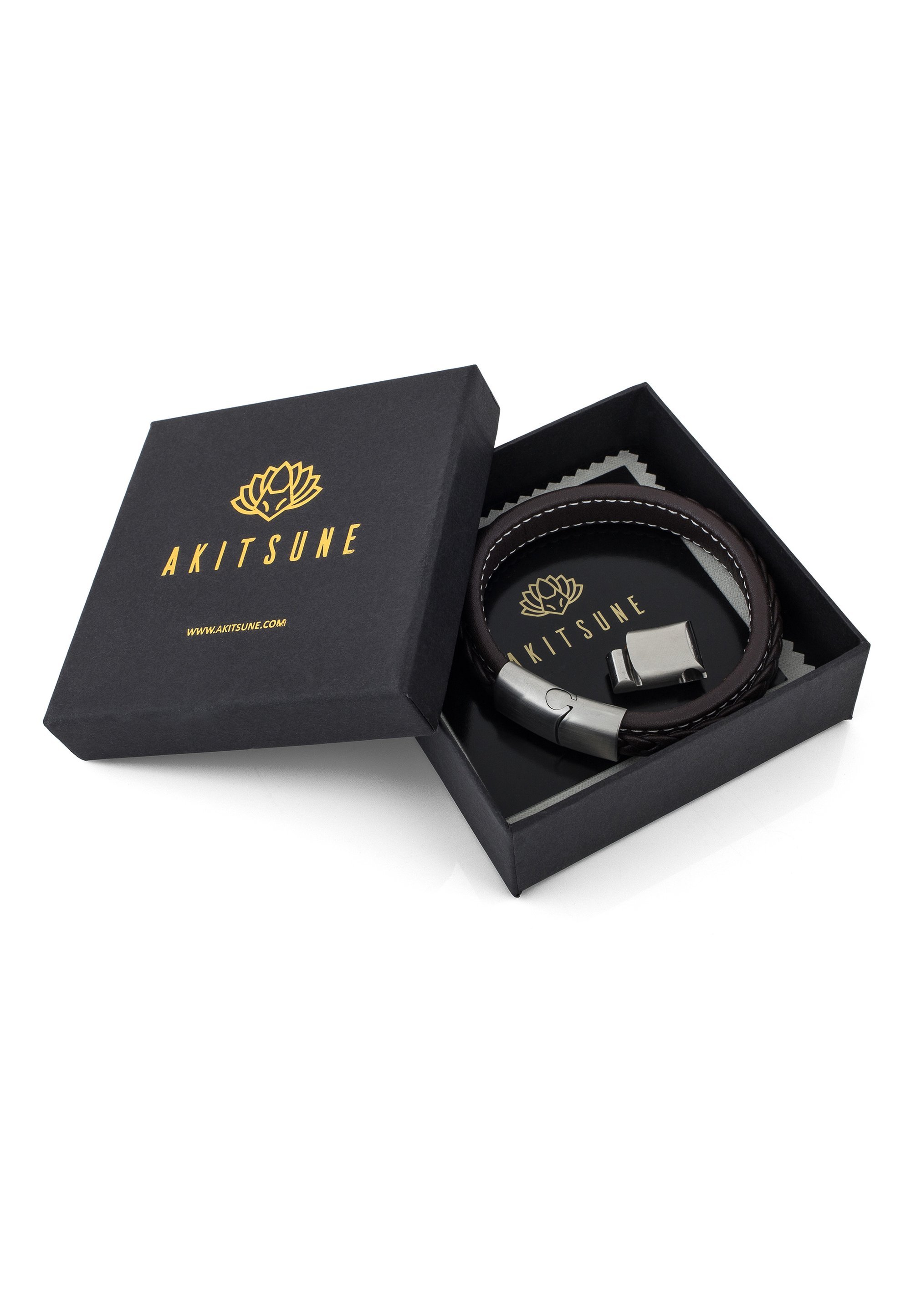 Bracelet Akitsune MATT - couleur argent/marron
