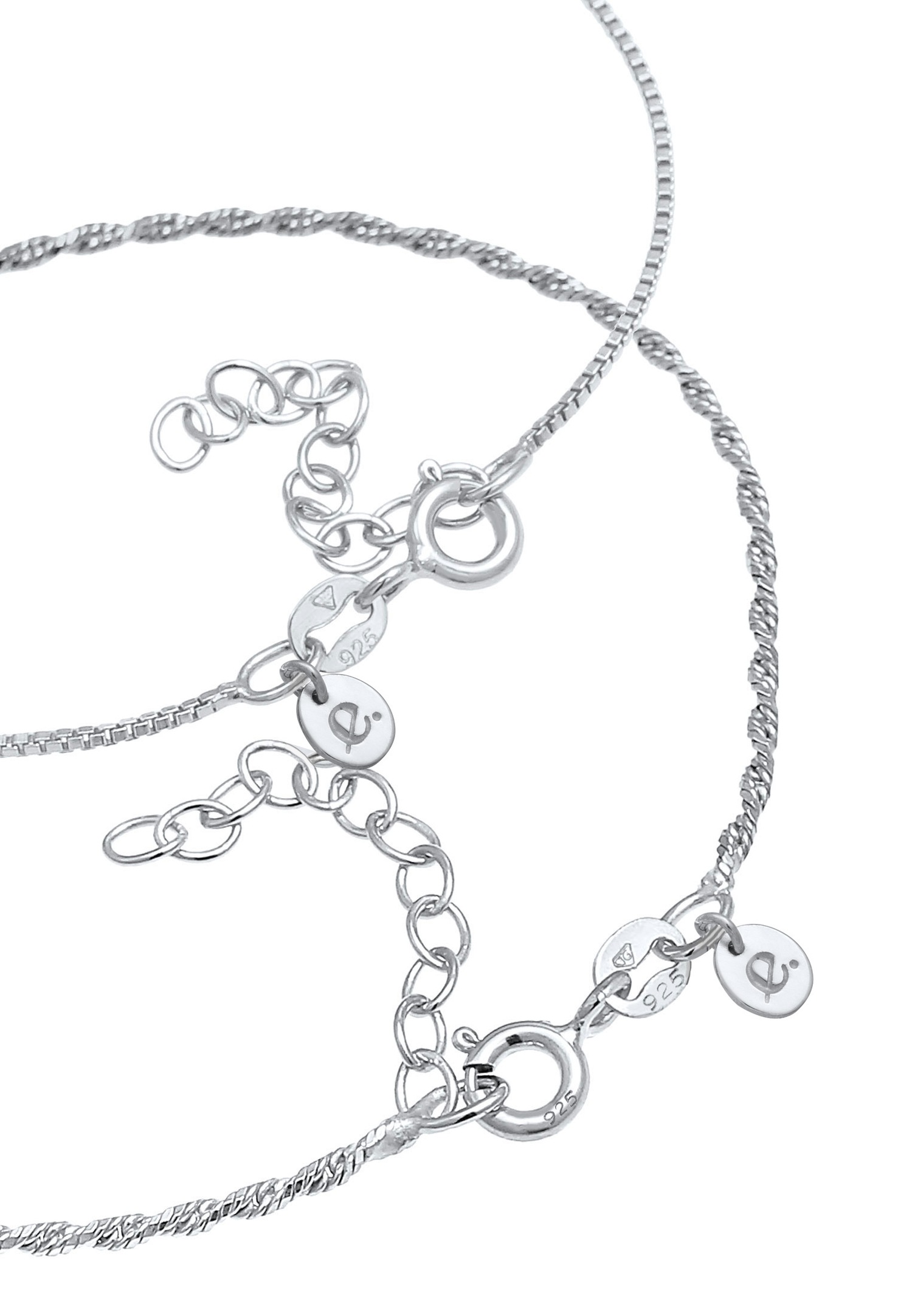 Elli PREMIUM Ensemble pour dames Collier cordon vénitien de base en filigrane ajustable en argent 925 Sterling