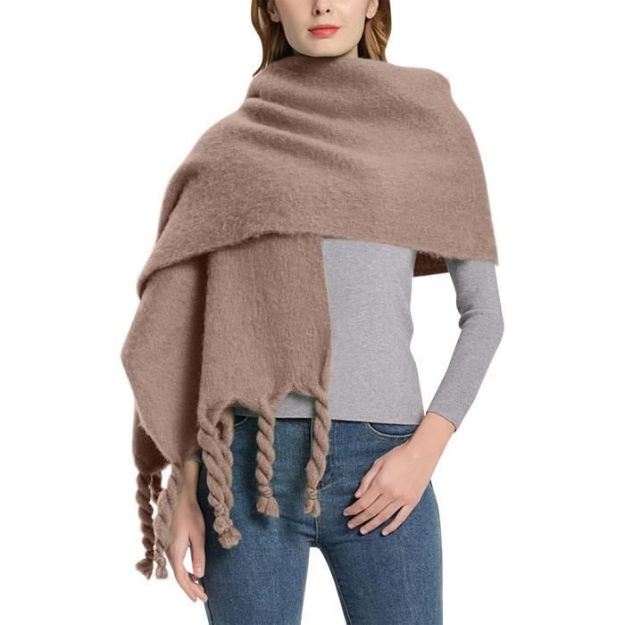 Conjunto de bufanda y gorro para niñas con pompones - Cálido, suave y grueso - Bufanda grande y acogedora