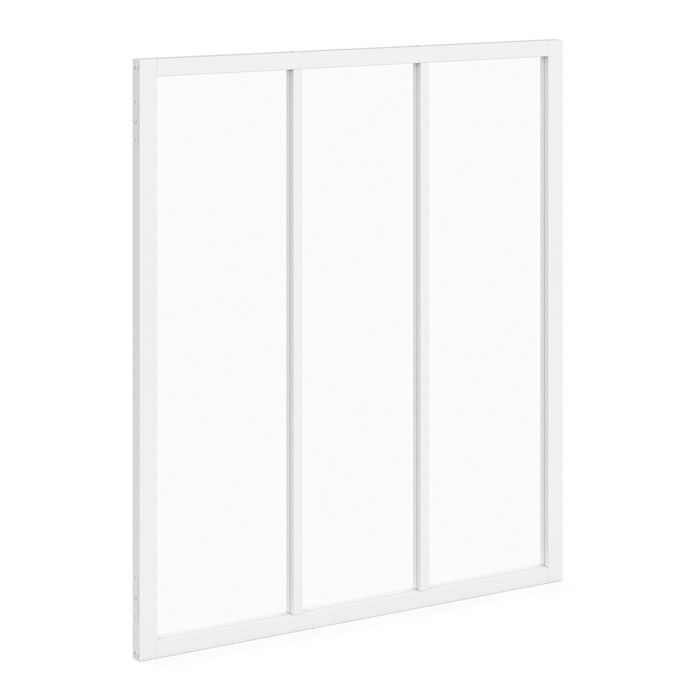 IDMARKET Workshop-style glass partition with 3 panes of glass, W. 93 x H. 108 cm, in white metal and tempered glass