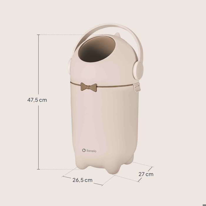 LIONELO Purebin gebruikte luieremmer - Luchtdicht - 10 liter - Universele zakken - Eenvoudige bediening met één hand - Beige