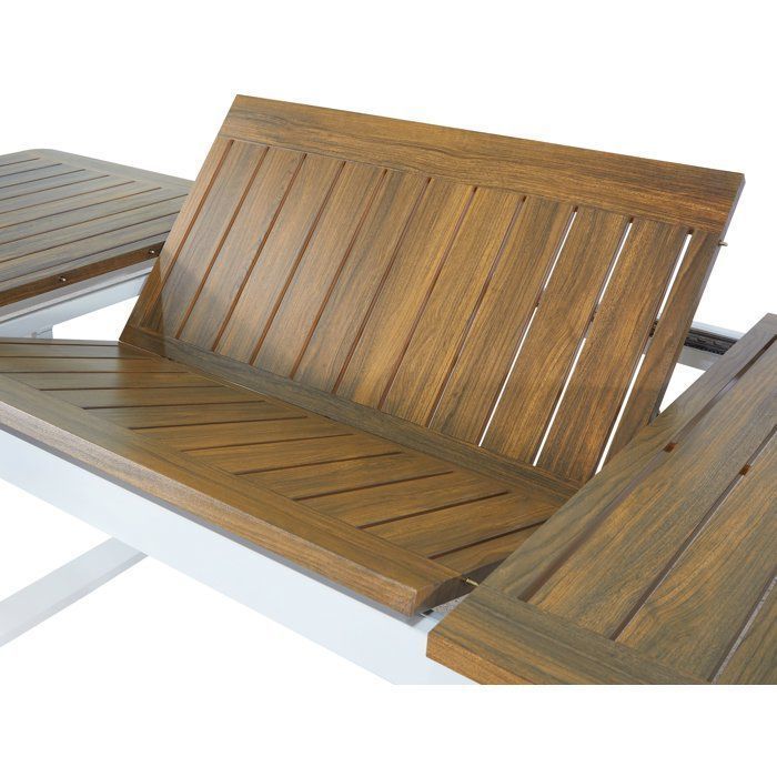 Ensemble repas de jardin - VIANEA - Table extensible 155/245x100x74 cm + 6 fauteuils - Aluminium - Blanc et naturel - 6 personnes