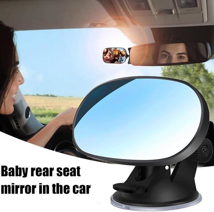 Espejo retrovisor para bebé, espejo retrovisor giratorio de 360 grados con clip para ver a los pasajeros de atrás.