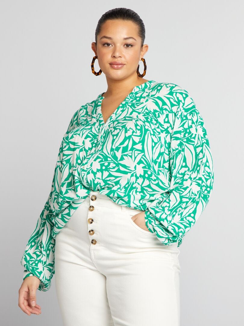 Zachte blouse met print - GROEN