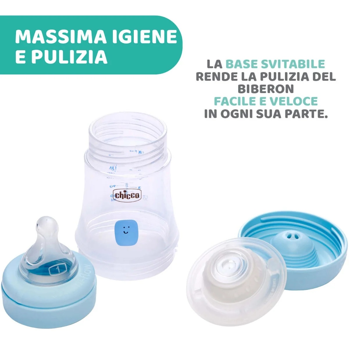 CHICCO Chicco Perfect5 blaue Flasche 150ml silber 1 Loch