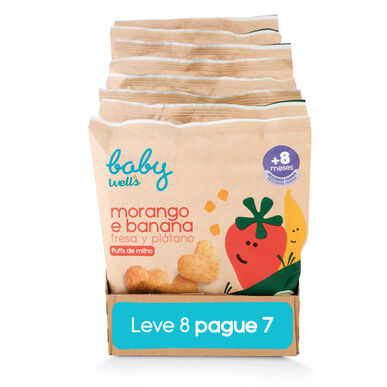 „Baby Wells“ braškių ir bananų skonio sausainiai taupymo pakuotėje, 8 x 20 g