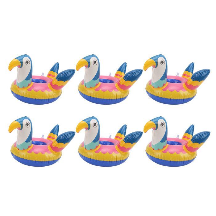 Set of 10 cute bird-shaped inflatable portable cup holders for pool, floating decoration