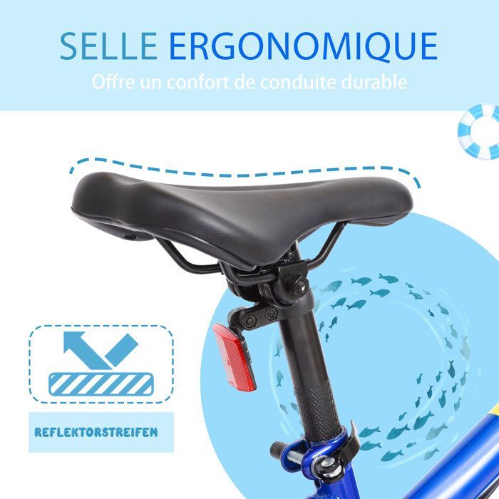 VANKEL Vélo Enfant 20 Pouces – Vélo de Montagne Garçon/Fille 6 à 10 Ans – Frein V-Brake, Monovitesse – Bleu Sport