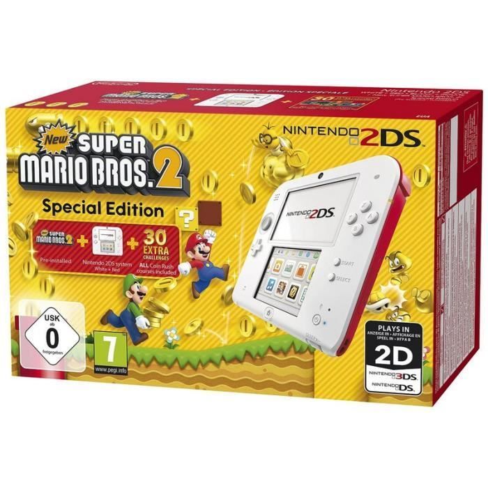 Console portatile - Nintendo 2DS - Rosso/Bianco - Licenza Mario - New Super Mario 2 preinstallato - 4 GB