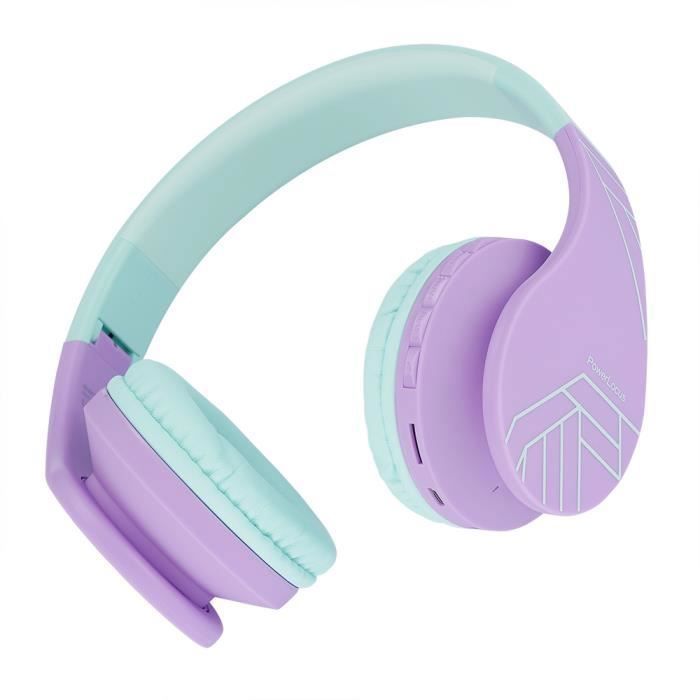 Kinderkoptelefoon - POWERLOCUS - P1Kids - Bluetooth - Turquoise-violet - Opvouwbaar