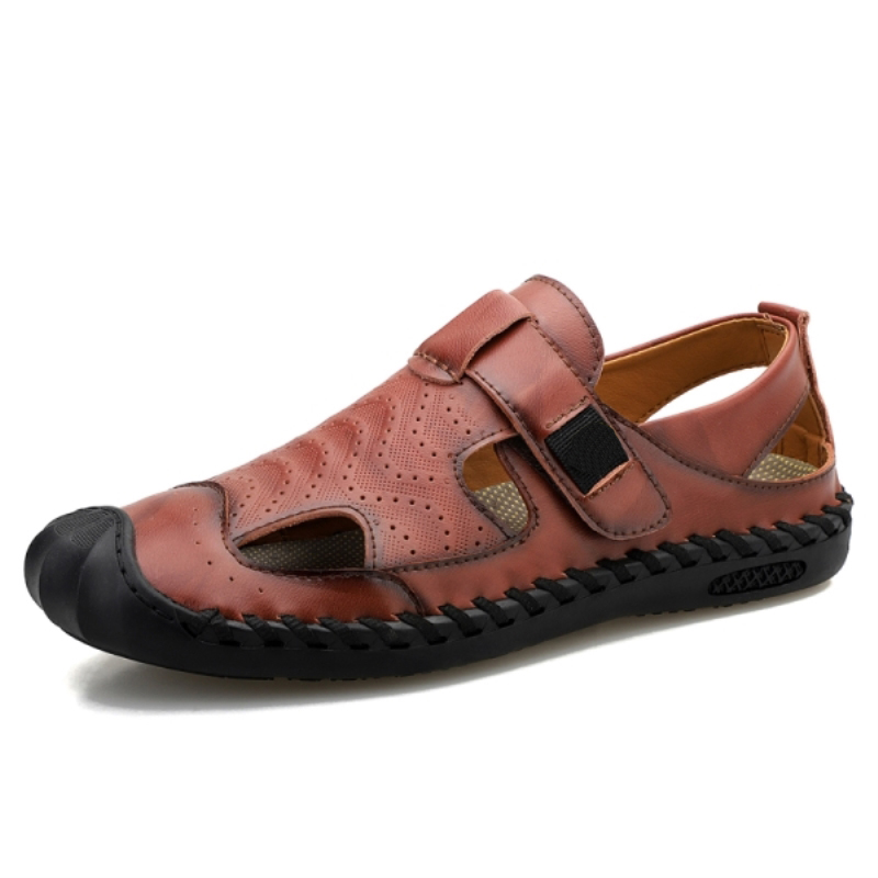 Sandales de plage respirantes pour hommes, en cuir souple et décontractées, style romain classique, grandes tailles 38 à 46.