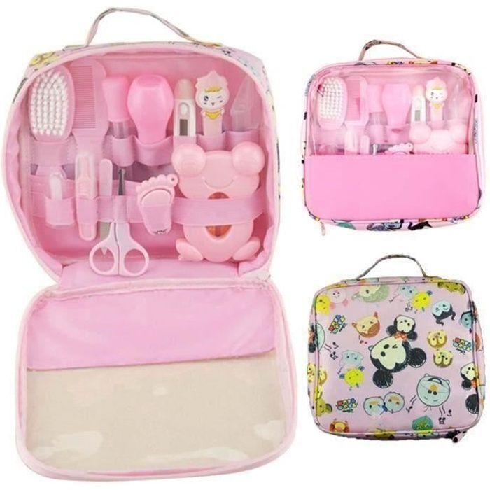 Kit de cuidado y salud para bebés de 13 piezas - Artículos de aseo esenciales - Rosa