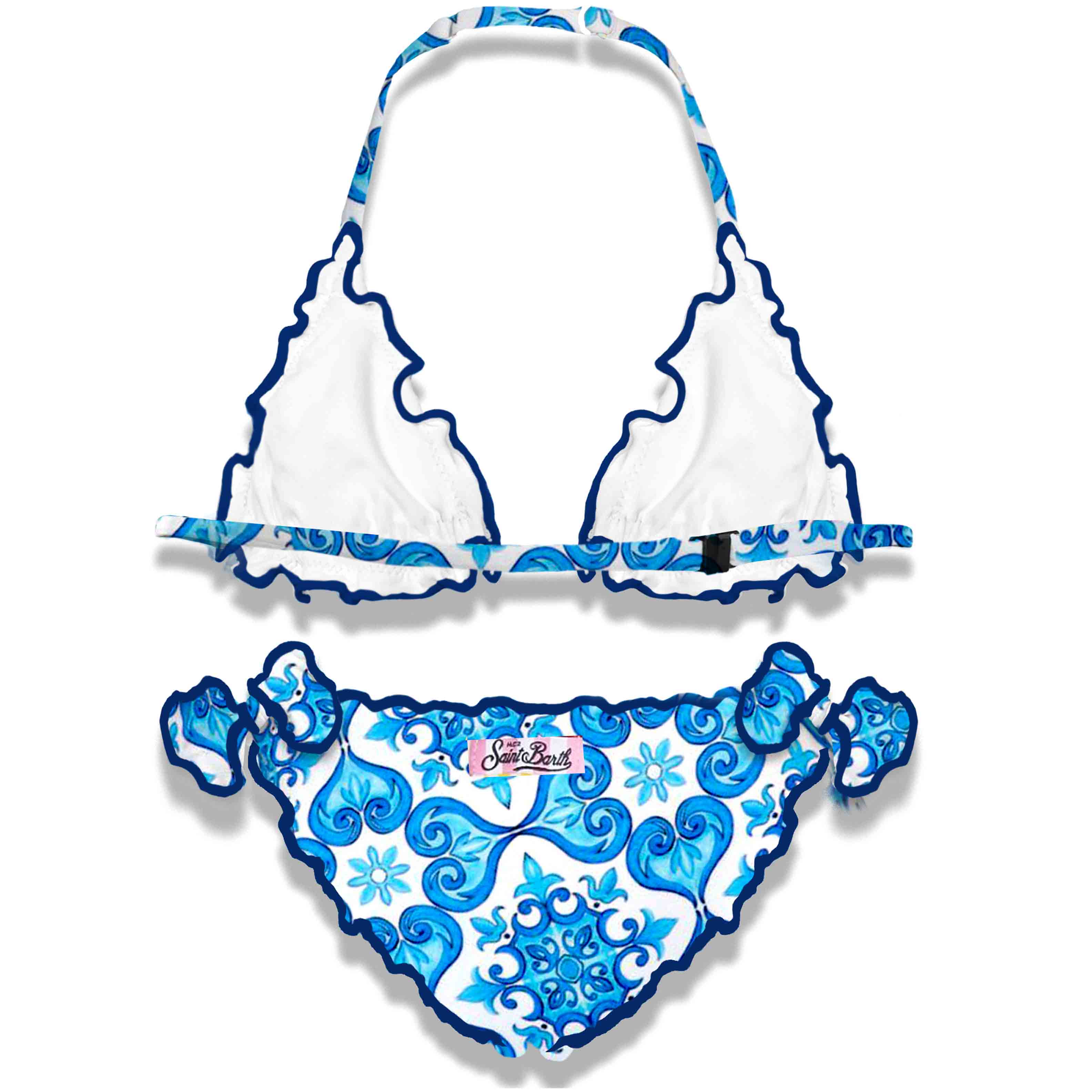Bikini triangle pour filles avec imprimé majolique