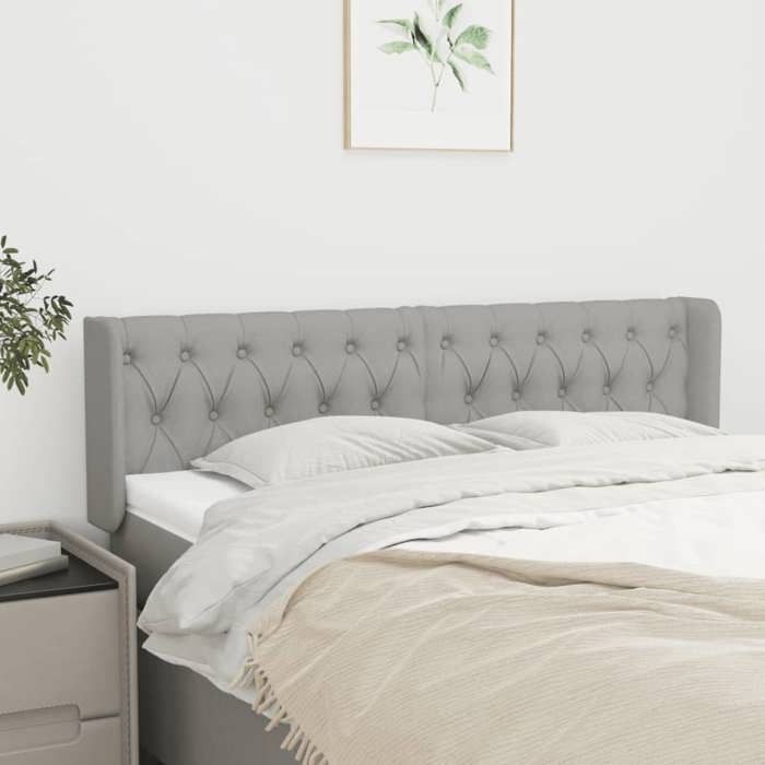 Headboard - vidaXL - Light Grey - 147x16x78/88 cm - Durable Fabric - Adjustable Height