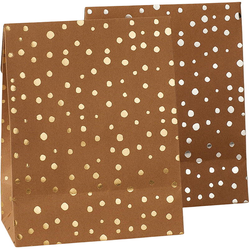 Sacchetto regalo 25,5x11 cm con carta kraft oro e argento