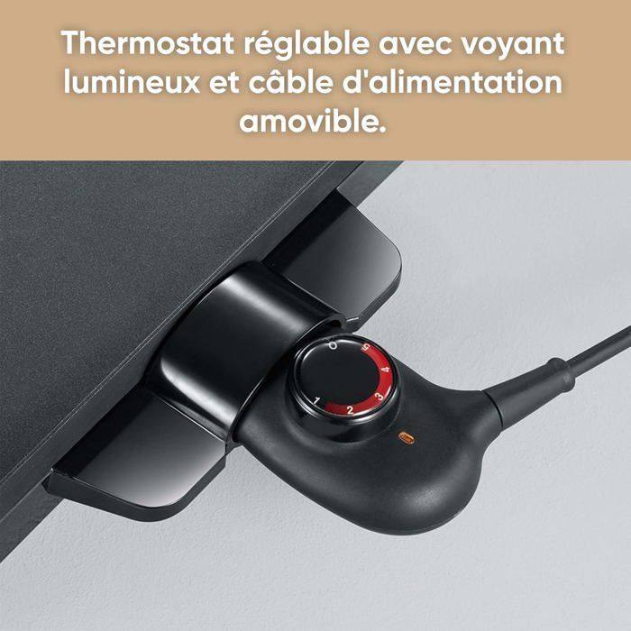 Plancha électrique XXL - TRAHOO - Plaque de cuisson 59,5x32,5 cm - Revêtement anti-adhésif