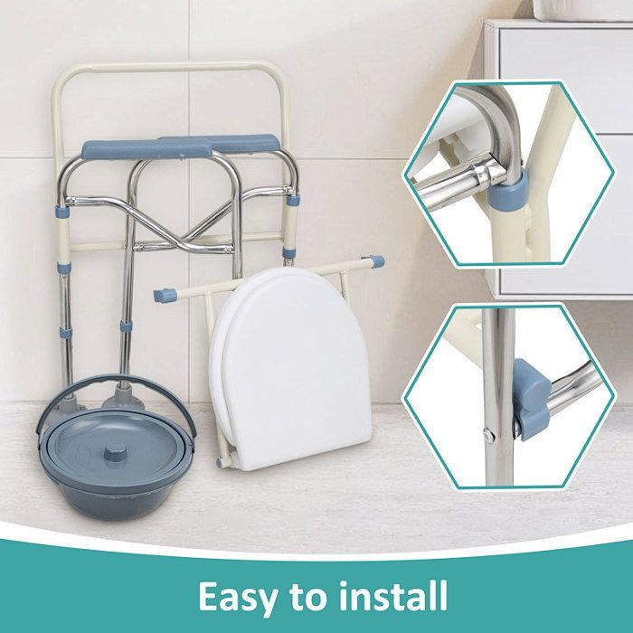 Silla inodoro, cubo higiénico, capacidad de 150 kg, altura regulable, segura, cubo incluido, fija, silla de ducha, silla de baño