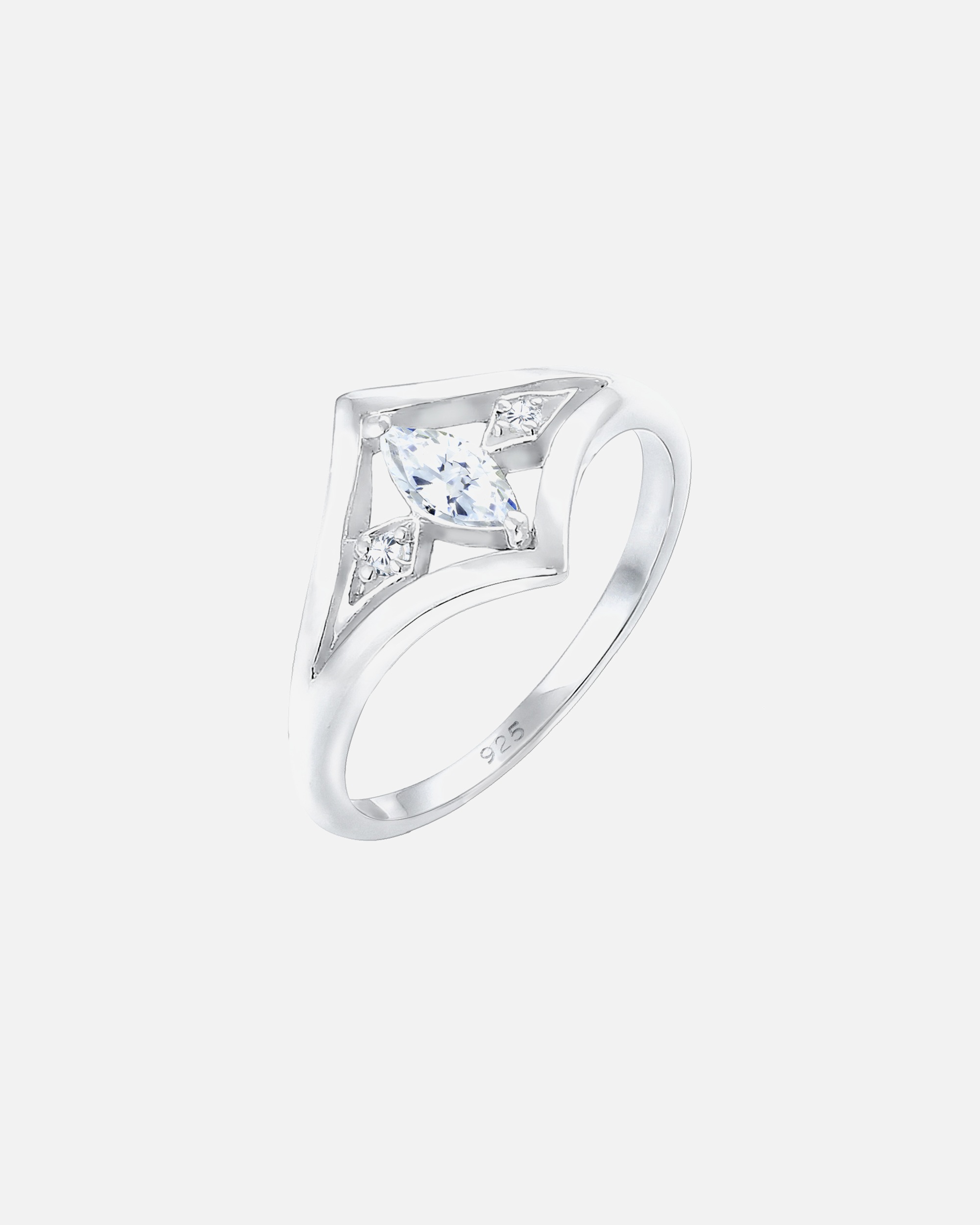 Elli Fiançail Femme Élegante avec Pierre de Zircone en Argent Sterling 925