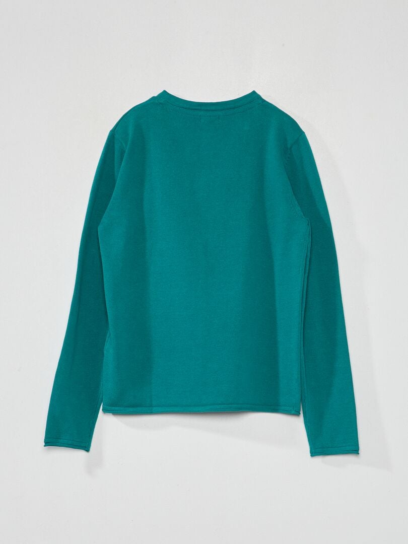 Henley-trui met halslijn - GROEN