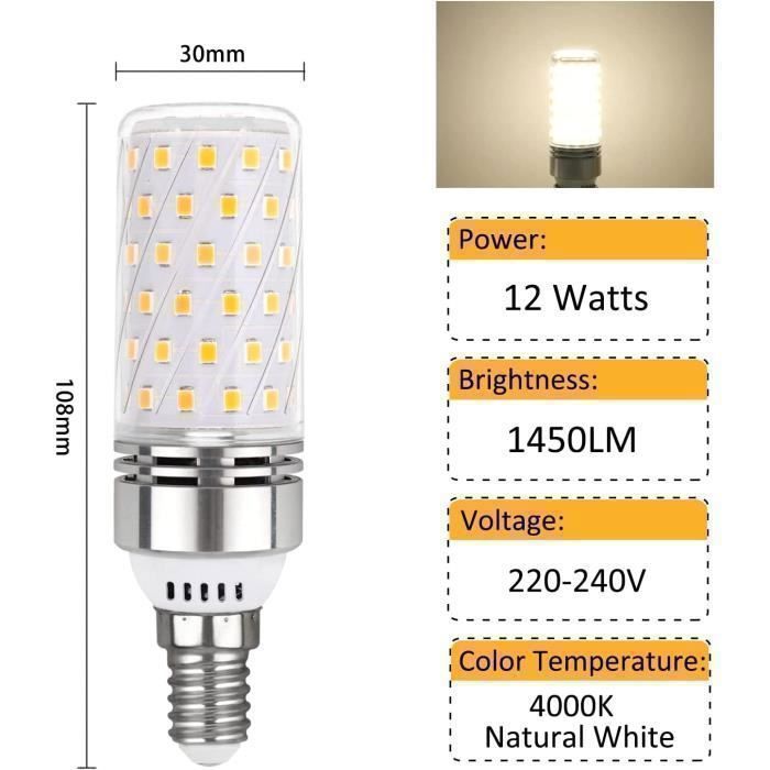 Bombilla LED E14 - NETBOAT - 16W - Blanco neutro 4000K - 1450LM - Juego de 6