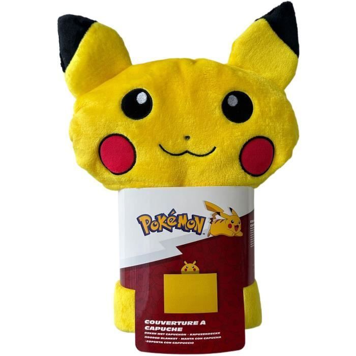 Manta con capucha 3D - POKÉMON - Pikachu - 120 x 150 cm - Ultrasuave - Diseño colorido