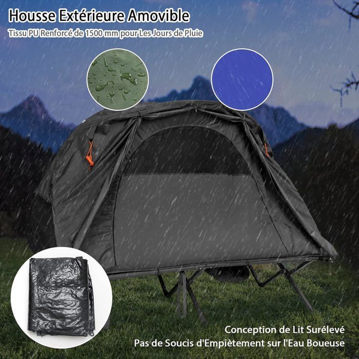 Tienda de campaña elevada COSTWAY de tejido Oxford 600D - Colchón autoinflable, bolsa de transporte con ruedas, doble techo, impermeable, gris