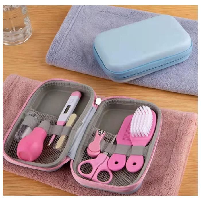 Kit de cuidado para bebé de 8 piezas, kit profesional de salud para bebés, neceser para bebés, kit de cuidado de uñas - Rosa