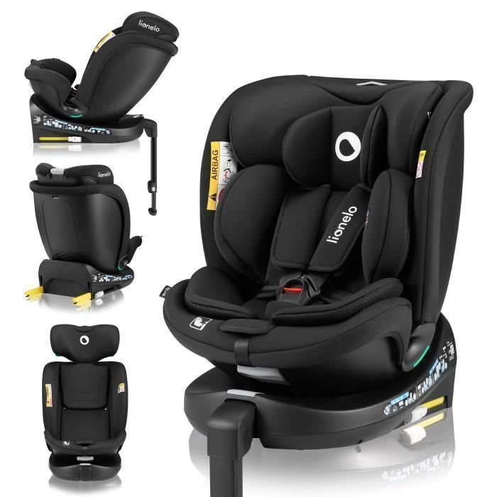 Silla de coche convertible LIONELO i-Size azul marino - Base giratoria 360° - 40-150 cm - ISOFIX - Grupo 0+/1/2/3 - Negra