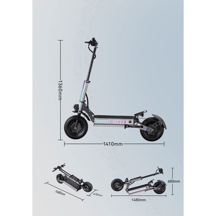 OOTD T90 - Trottinette Electrique Pliable - Motor 6000W - 60V 31.2AH - Range 100KM - 85KM/H - 13'' Tires