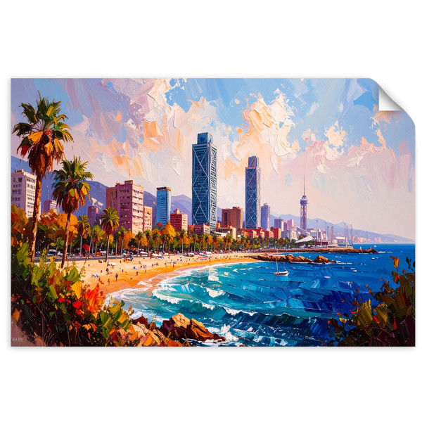 Naklejka na ścianę Feeby Plaża Barcelona Hiszpania 30x20