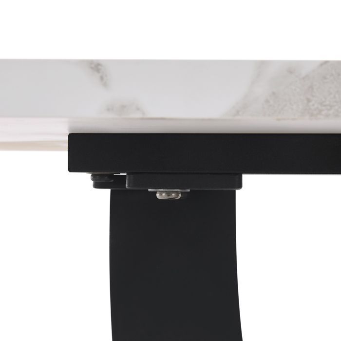 Tavolo da pranzo - TRUXEN8 - 140x75 cm - Effetto marmo - Gambe regolabili - Bianco/Nero