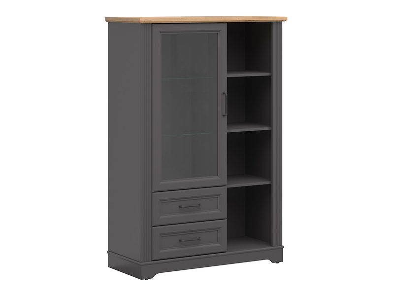 Witryna Tolmin 100 cm z drzwiami i 2 szufladami grafit/dąb artisan