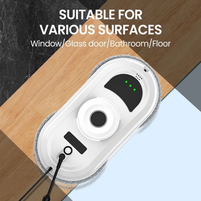 Robot limpiacristales eléctrico de 6000 Pa con mando a distancia, cable de seguridad, pulverización automática de agua y planificación de trayectoria.