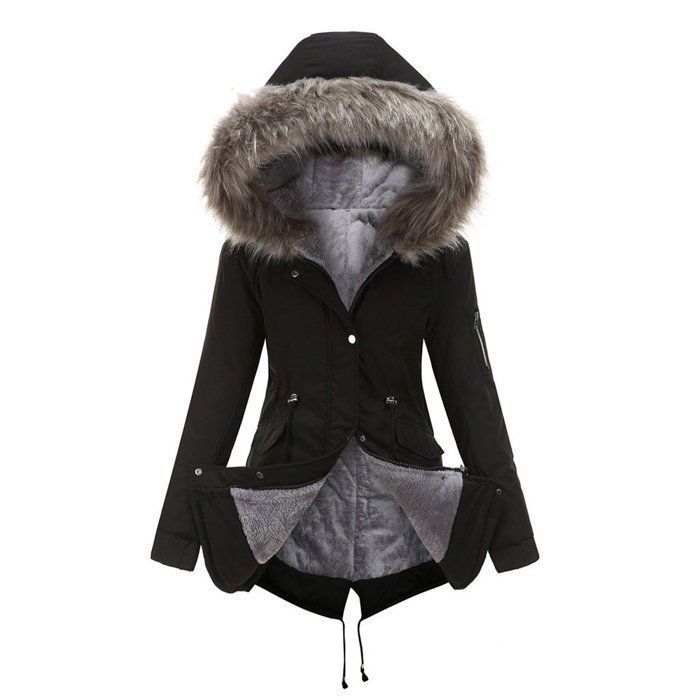 Doudoune Femme Cardigan Slim Fit Hooded - à capuche - plus de velours - FBC180 Noir