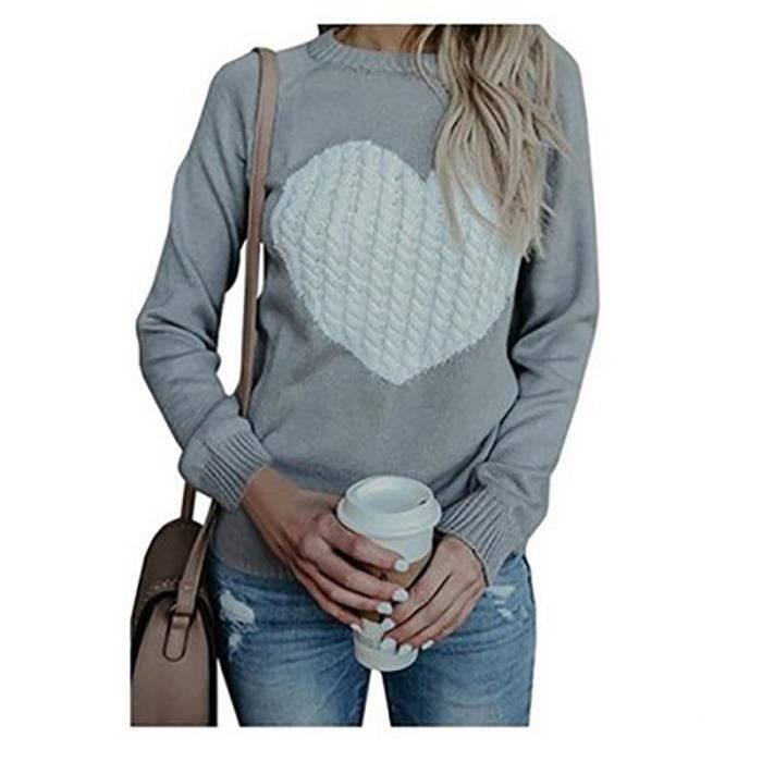 Pull femme de marque Col r ,Blanc/gris