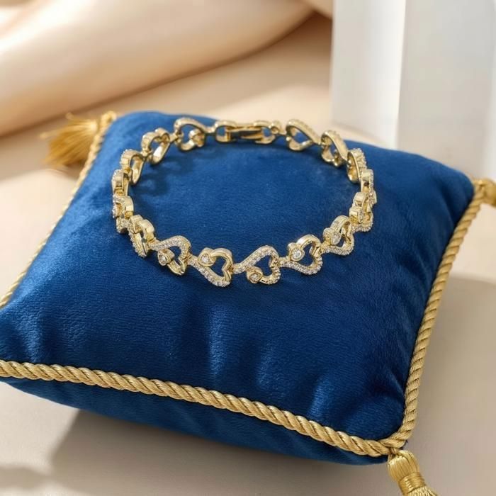 Armband - Dames - Hartjes - Zirkonen - Elegant - 19 cm - 18k geelgoud verguld - 3 micron