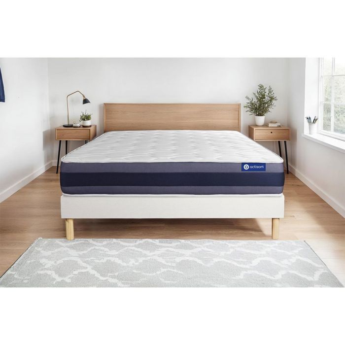 Conjunto de colchón y base de cama de 140x190 cm - Base de cama blanca (requiere montaje) - Actilatex Morpho