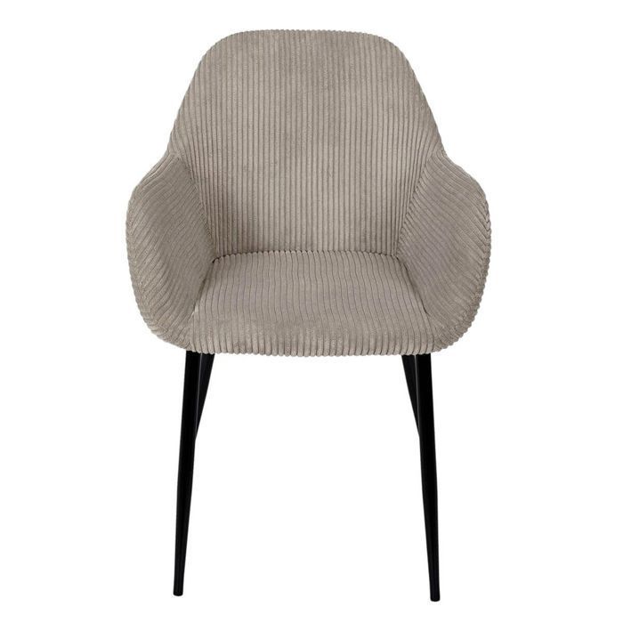 AMORY - Lot de 2 fauteuils de table en velours côtelé coloris taupe