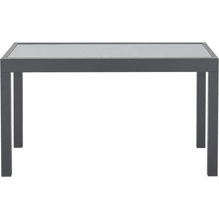 Rechthoekige uitschuifbare tuintafel voor 6 tot 10 personen - Aluminium frame - Blad van gehard glas - B 135-270 x H 75 x D 90