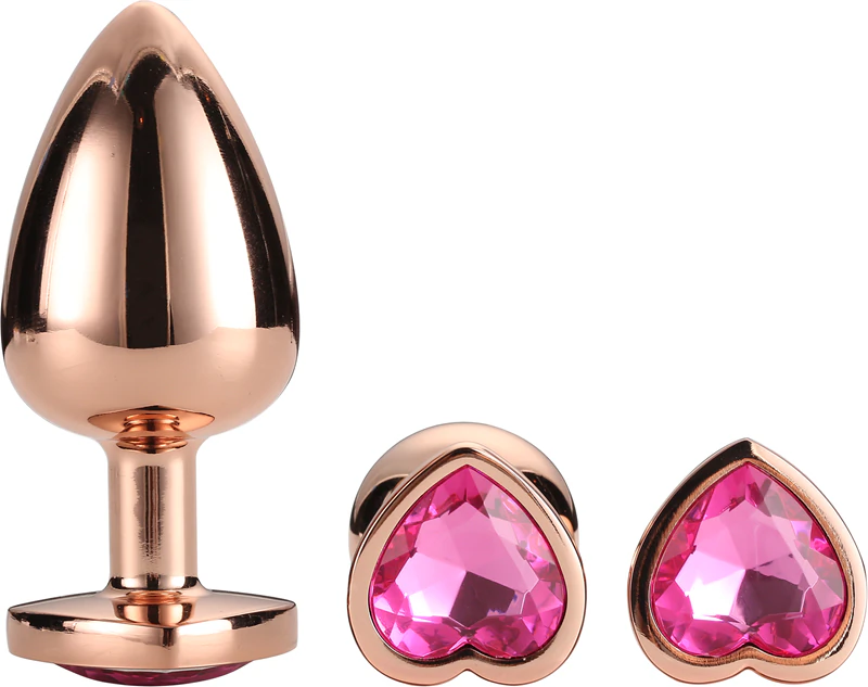 Conjunto de plugs Dream Toys Gleaming Love prateados e conjunto de plugs dourados rosados