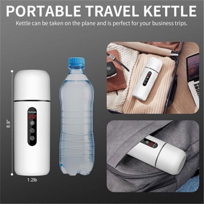 Hervidor de agua portátil para coche y calentador de café - Calentador de agua de viaje de 12V/24V con función de preparación de café, hervidor pequeño